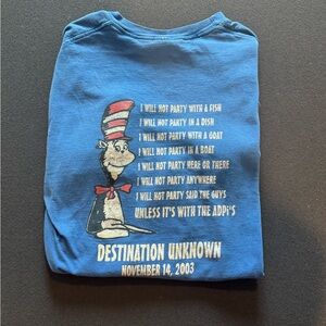 Vintage ADpi Blue Graphic Sweatshirt with Cat in the Hat Design